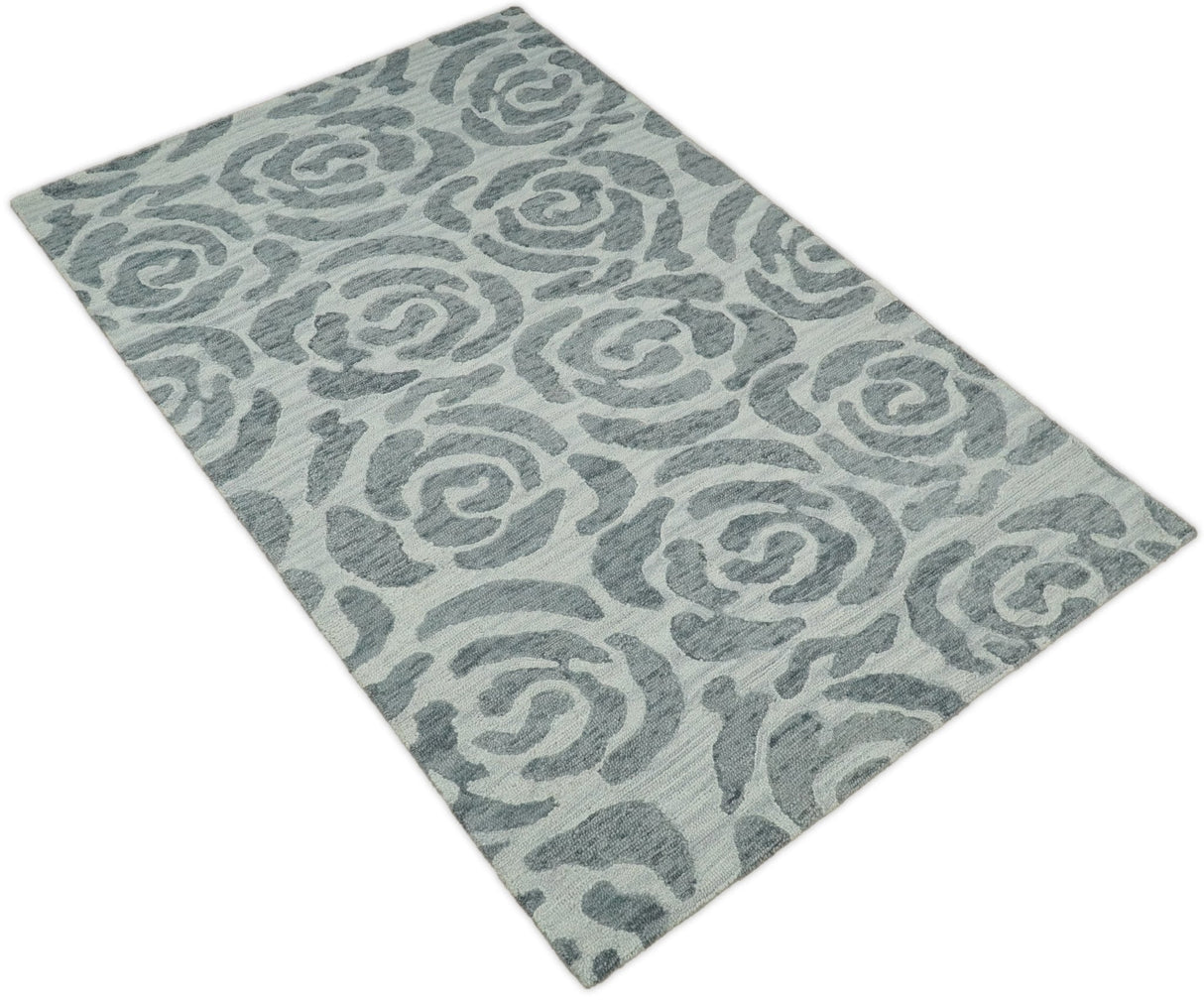 Hand Tufted Contemporary Gray and Silver Wool Area Rug