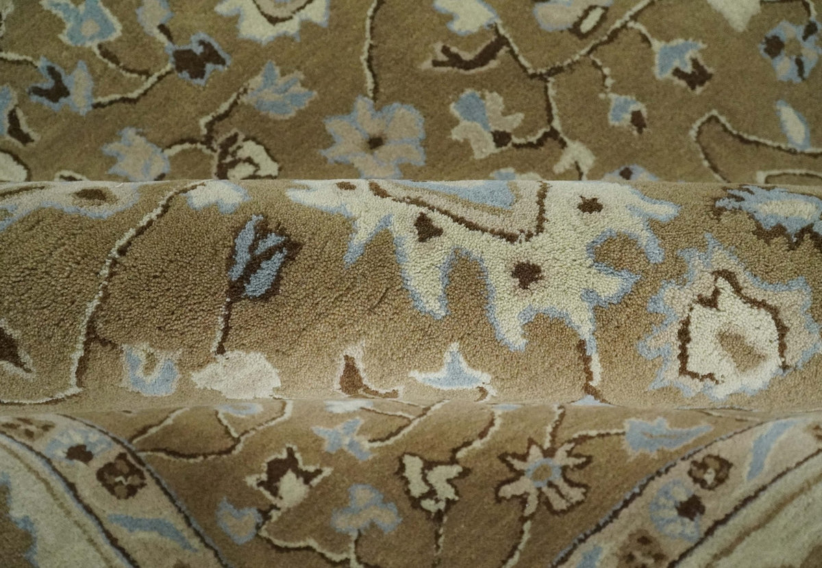 Hand Tufted Earthy Camel and Beige 8x10 Traditional Oushak Rug