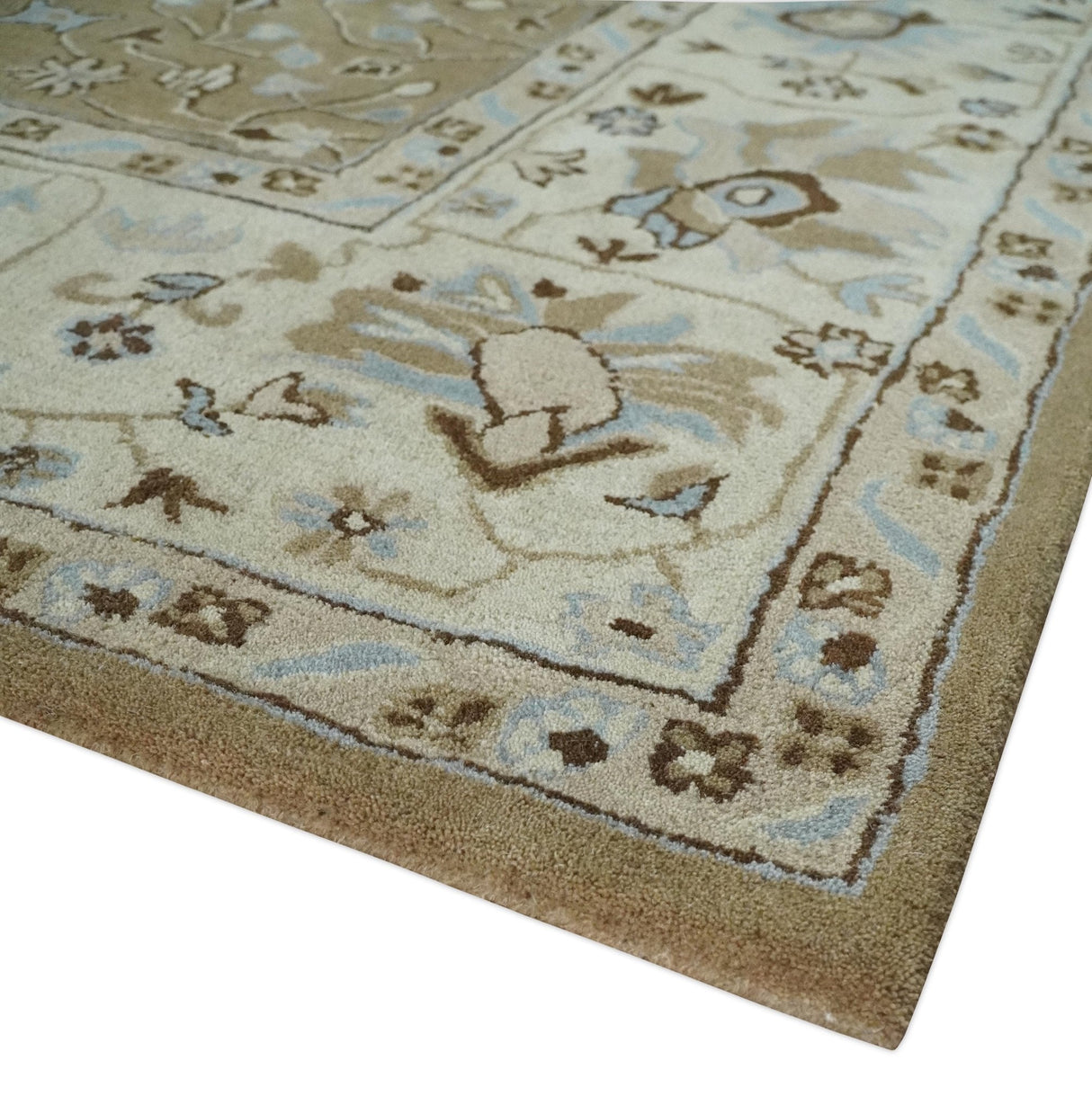 Hand Tufted Earthy Camel and Beige 8x10 Traditional Oushak Rug-Area Rug-Parc Decor