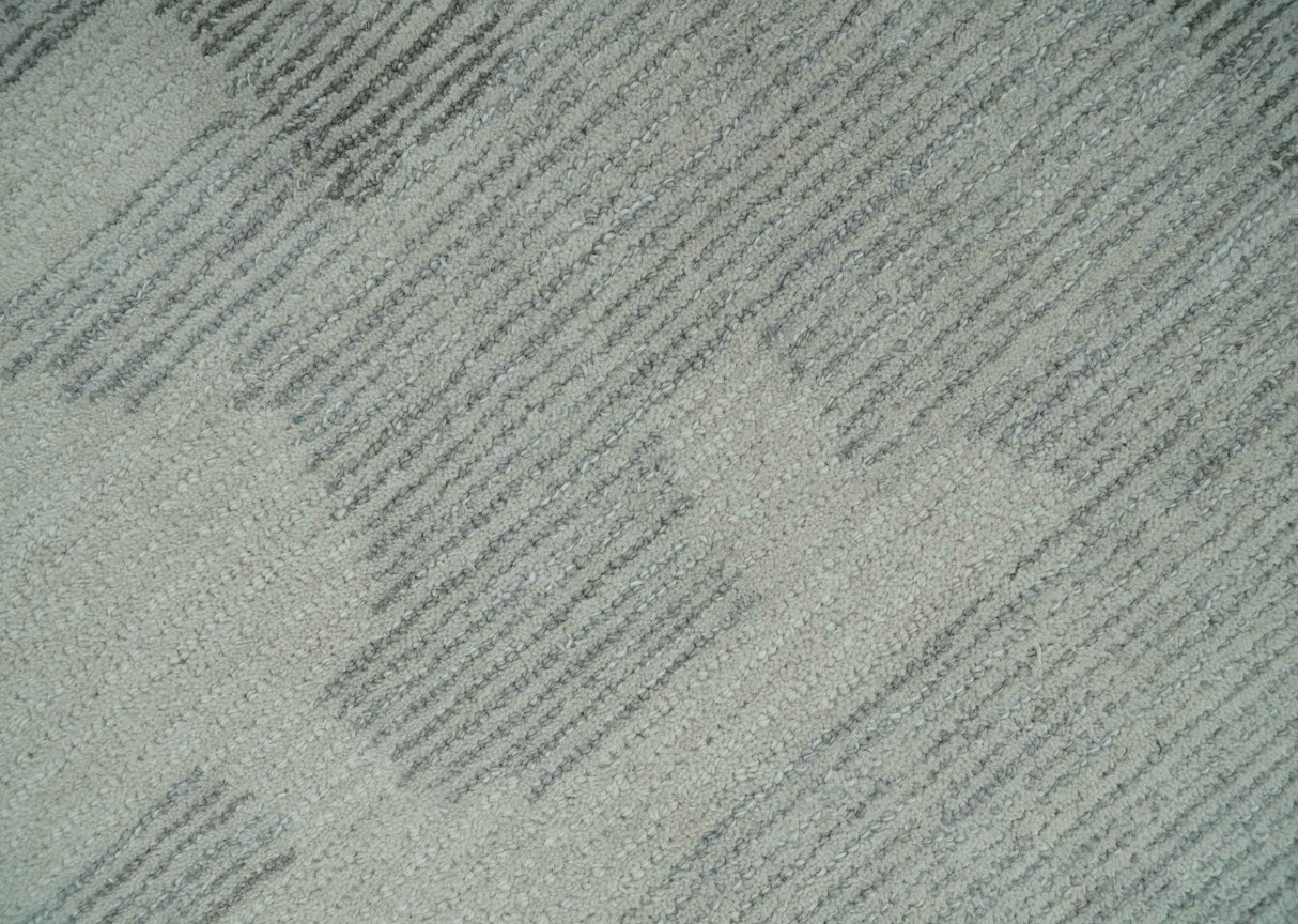 Hand Tufted Ivory, Silver and Blue Modern Abstract Custom Made Wool Rug-Parc Decor