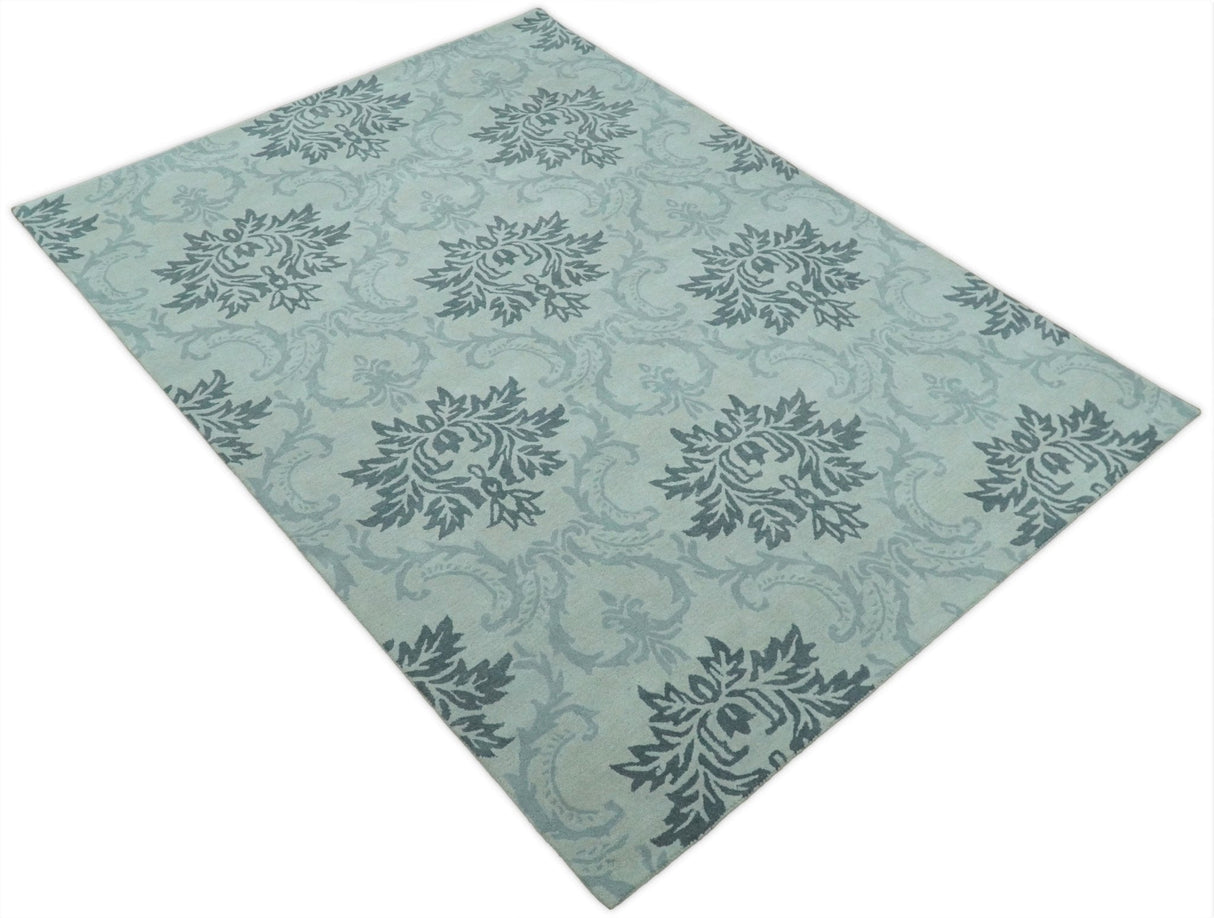 Hand Tufted Modern Ivory and Gray Wool Area rug