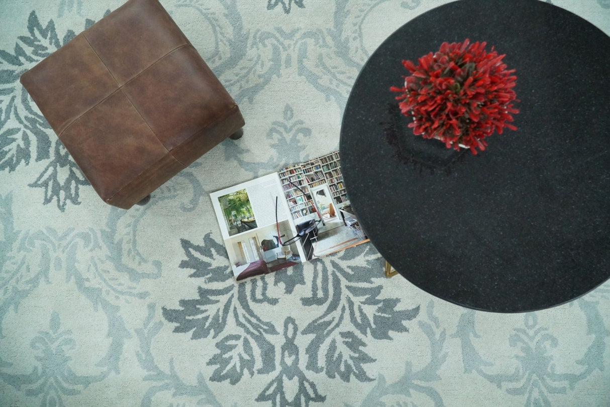 Hand Tufted Modern Ivory and Gray Wool Area rug