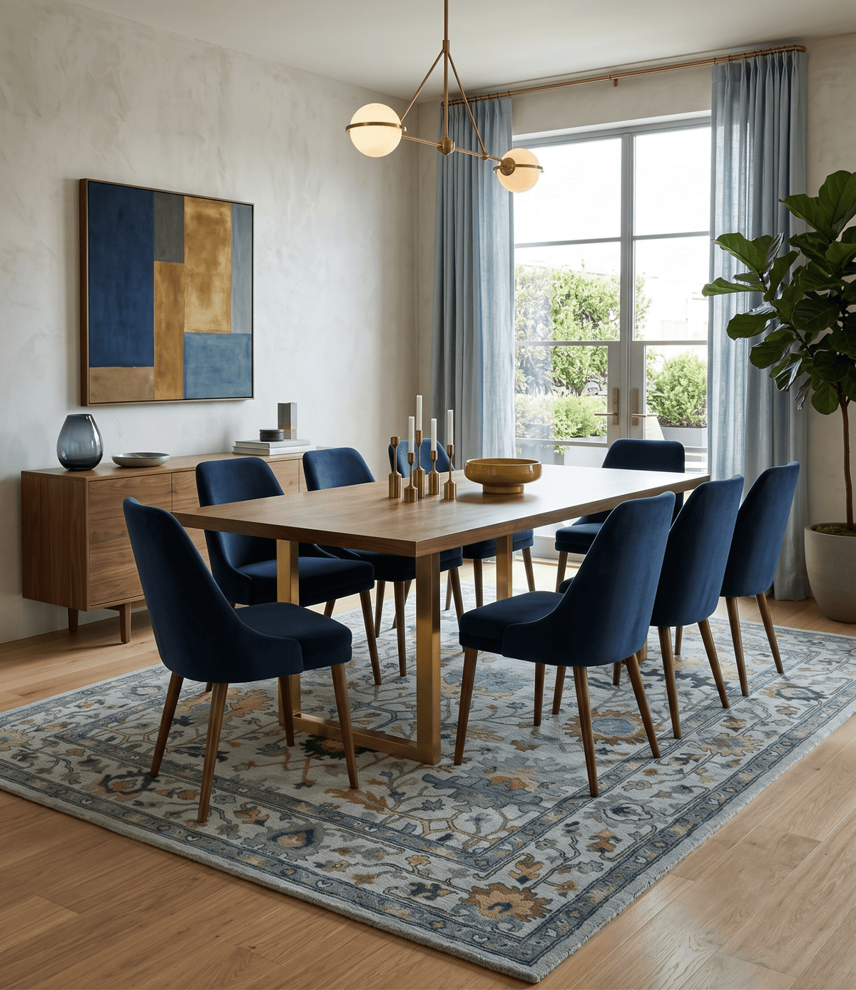 Hand Tufted Silver and Blue Donegal Oushak Rug, Multi Size Living Room and Bedroom Rug