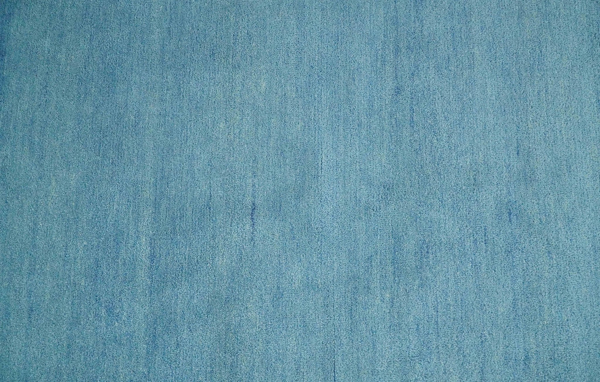 Hand Tufted Solid Plane Light Blue Woolen wool Area Rug
