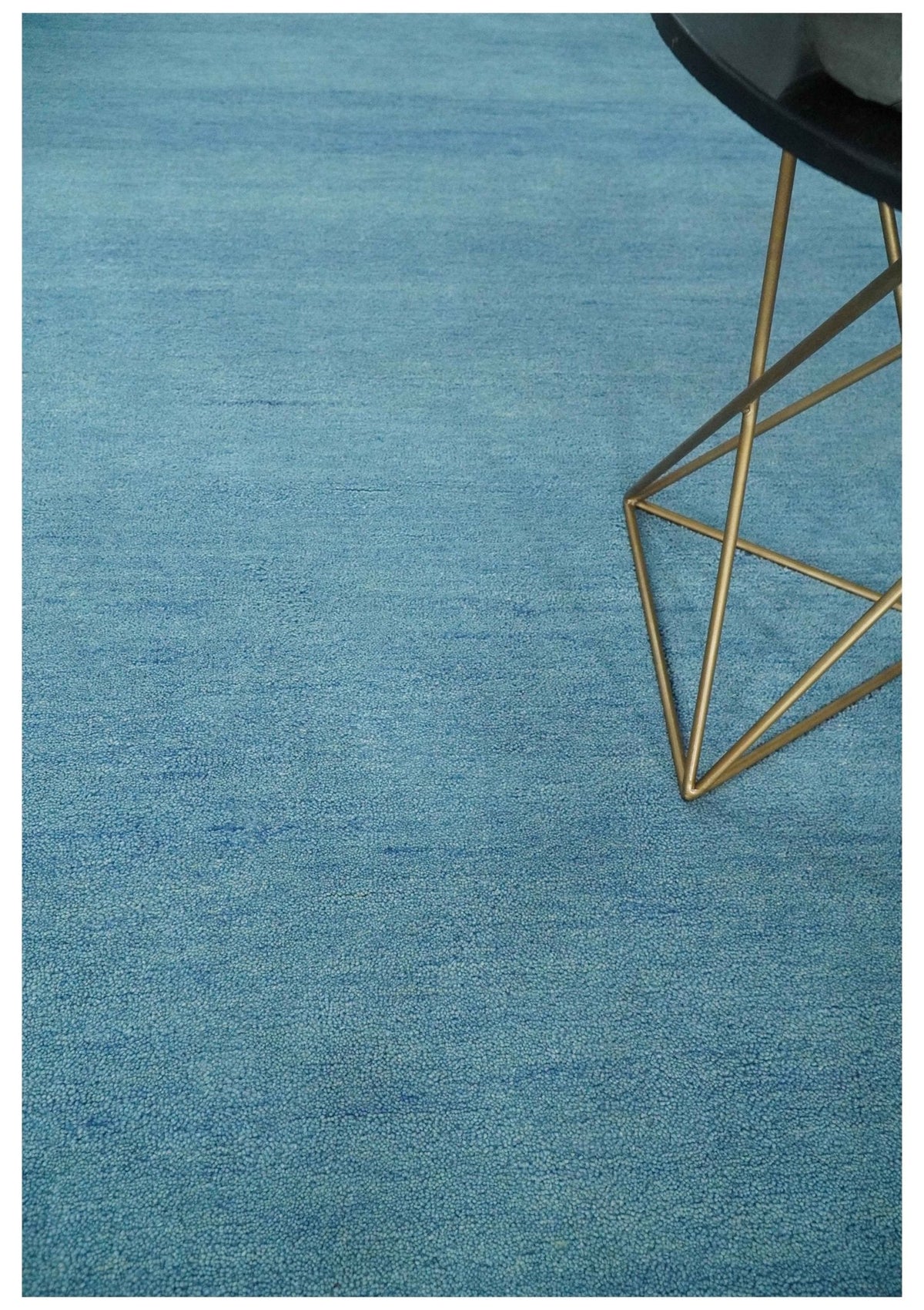 Hand Tufted Solid Plane Light Blue Woolen wool Area Rug