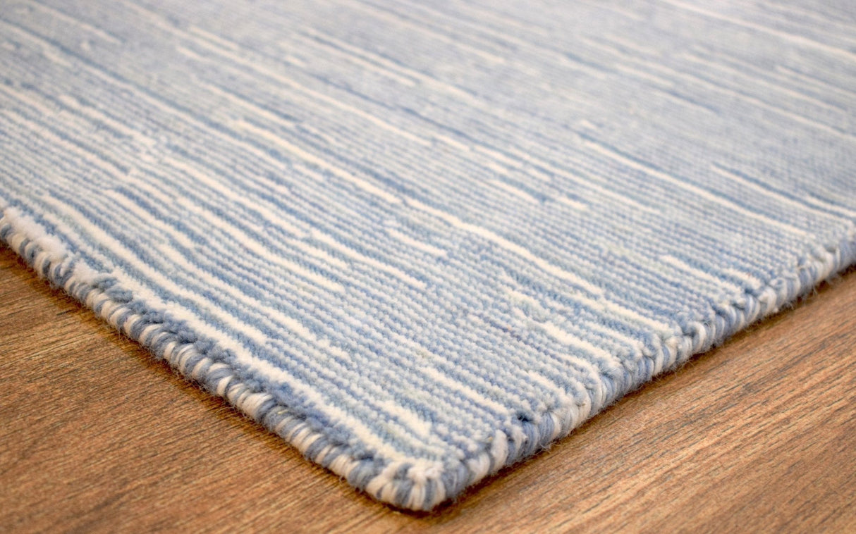 Hand Woven Blue, Ivory wool and Art Silk contemporary Area Rug-Area Rug-Parc Decor