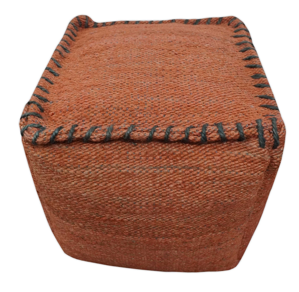 Hand Woven Boho Farmhouse Rust Jute Pouf