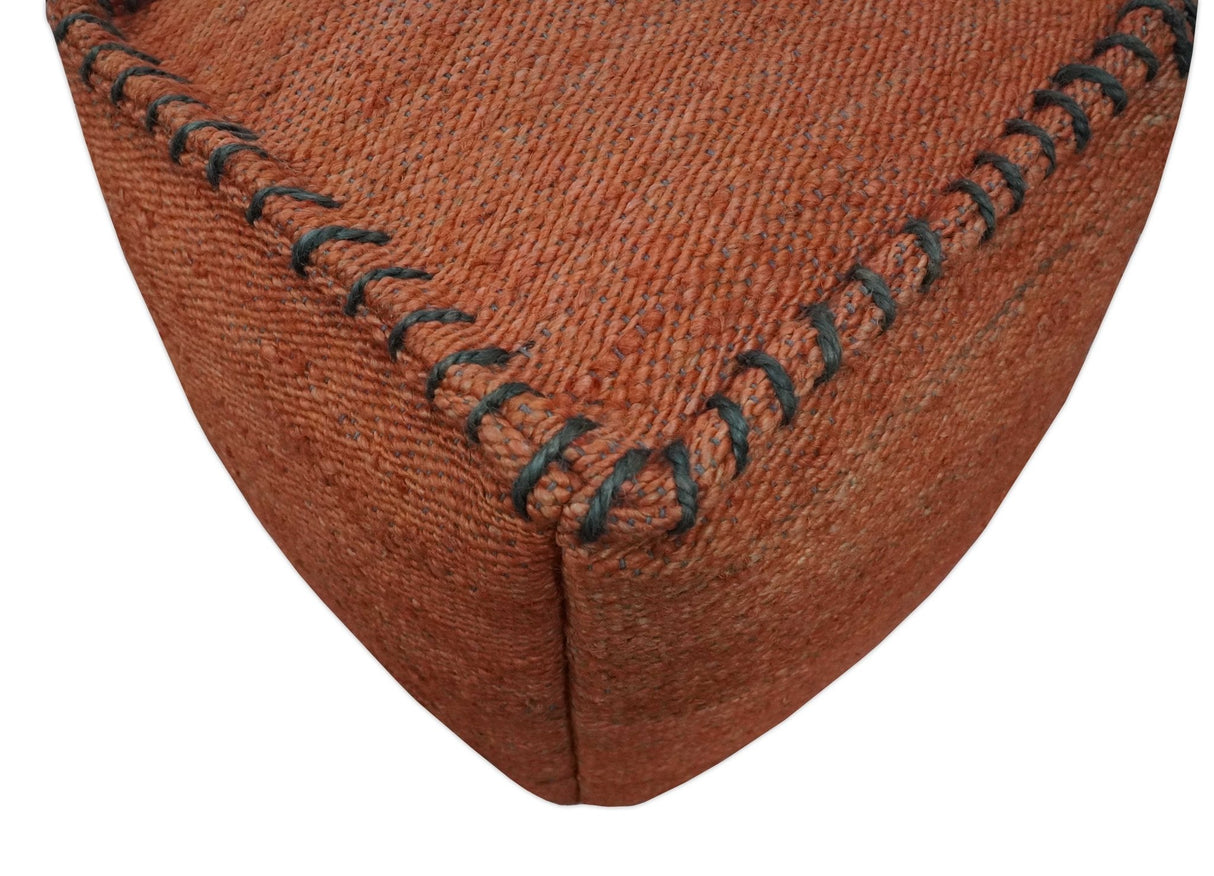 Hand Woven Boho Farmhouse Rust Jute Pouf