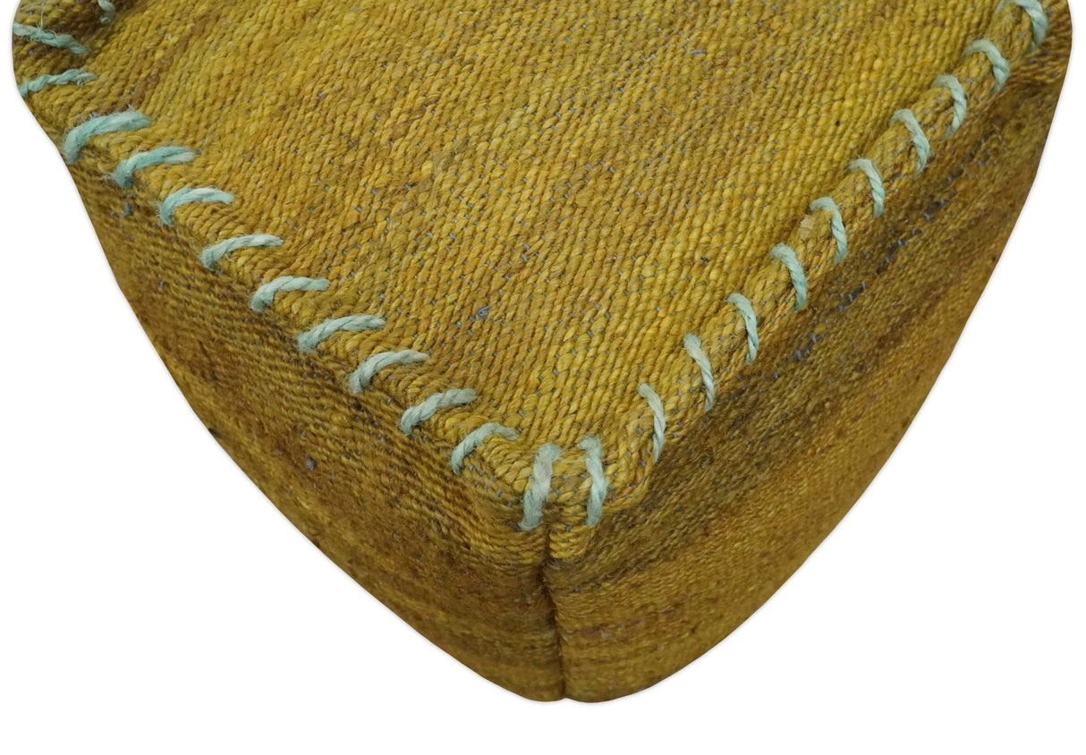 Hand Woven Boho Natural Farmhouse Mustard Jute Pouf