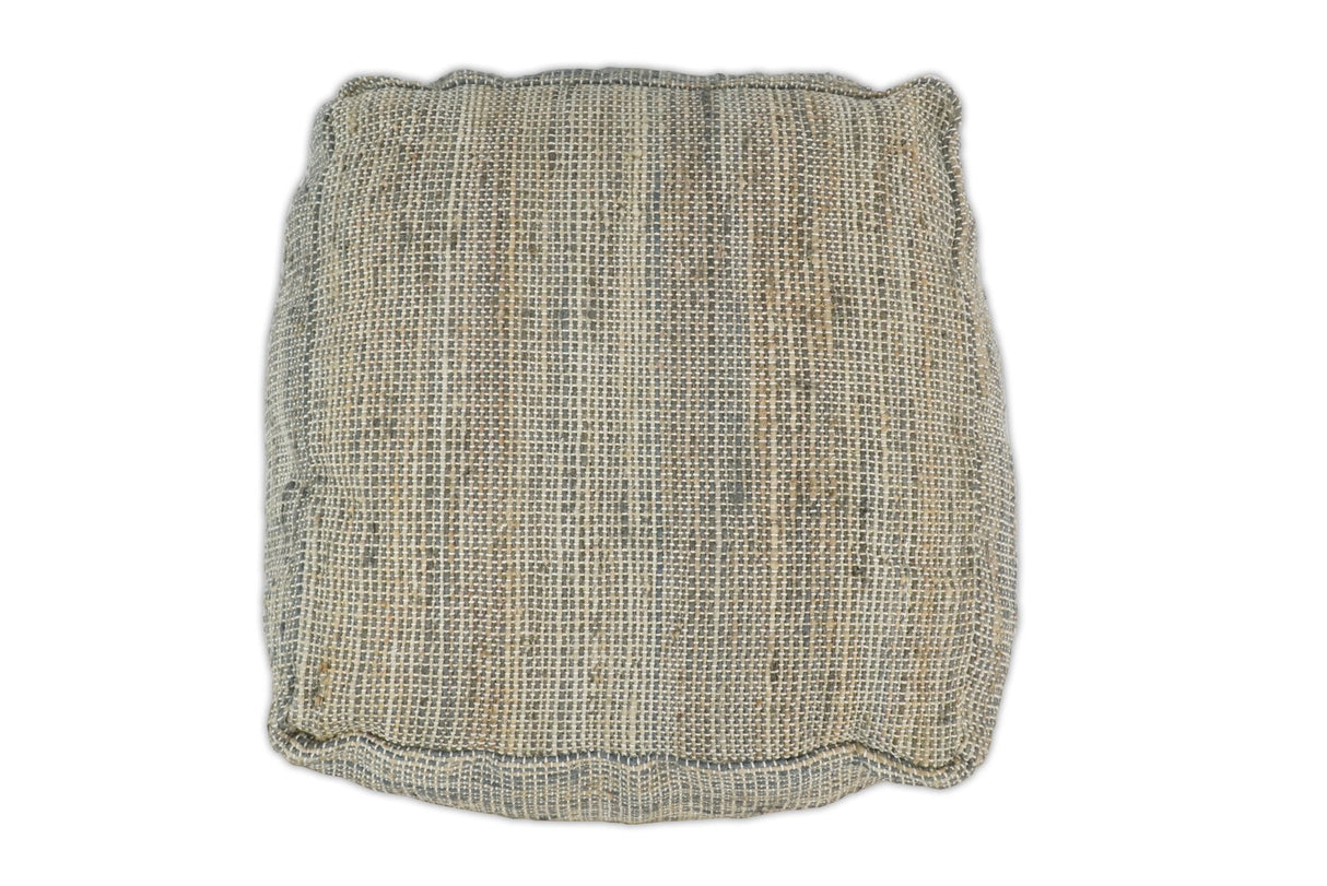 Hand Woven Boho Natural Large Gray and Brown Jute Pouf