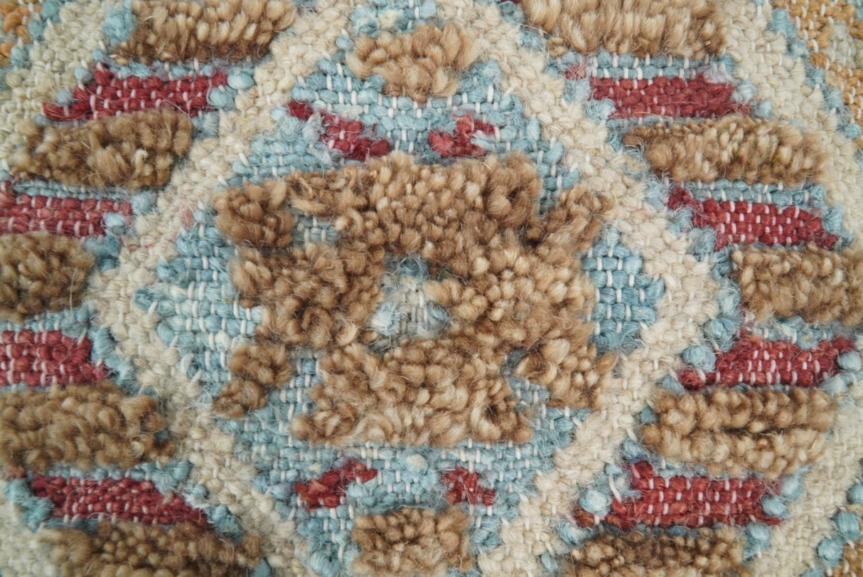 Hand Woven Boho Tribal Accent Mustard and Blue Jute and Wool Pillow, Cushion | PL13-All Products-Parc Decor