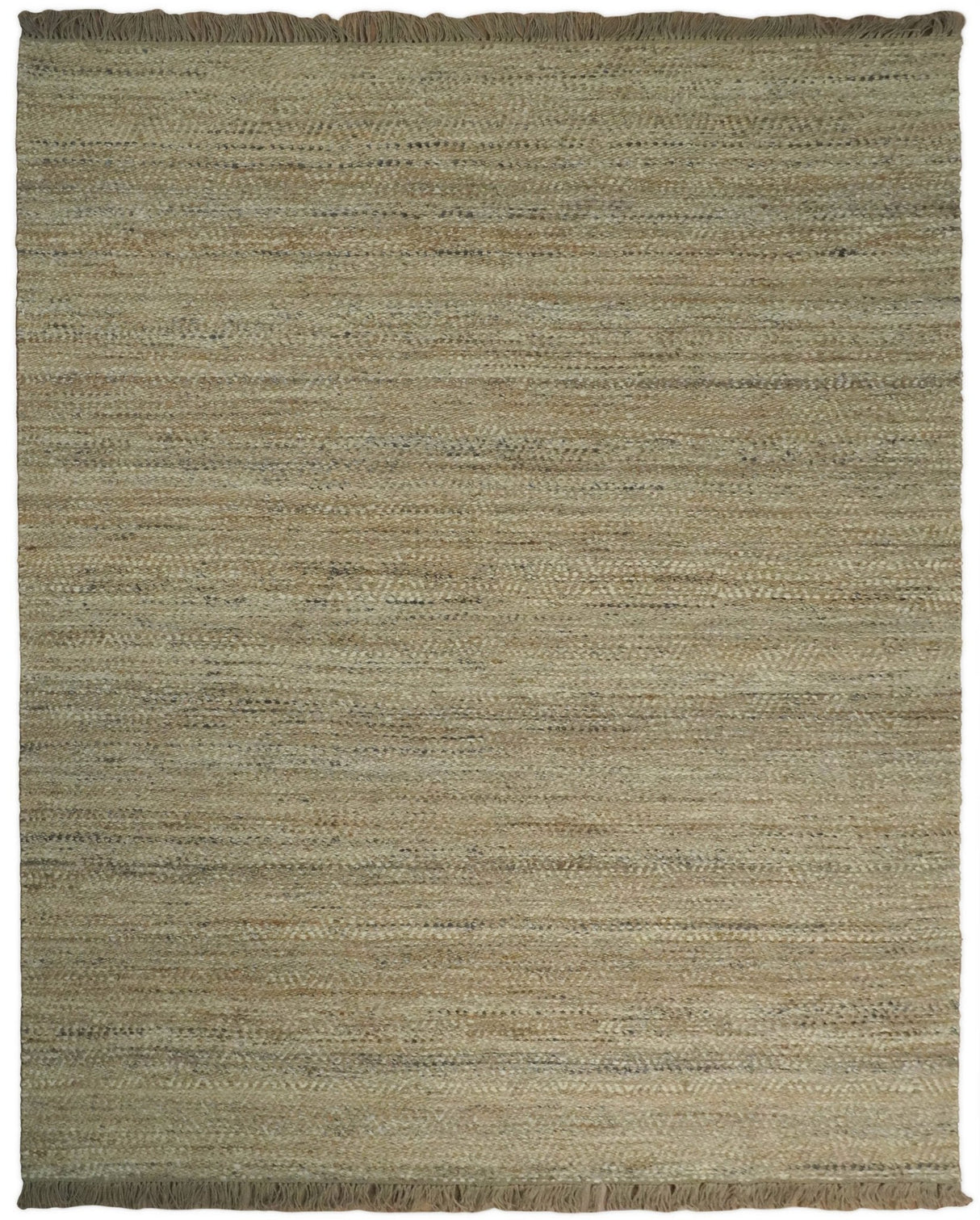 Hand Woven Brown Natural Jute and Wool Area Rug