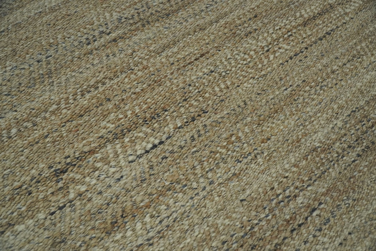 Hand Woven Brown Natural Jute and Wool Area Rug