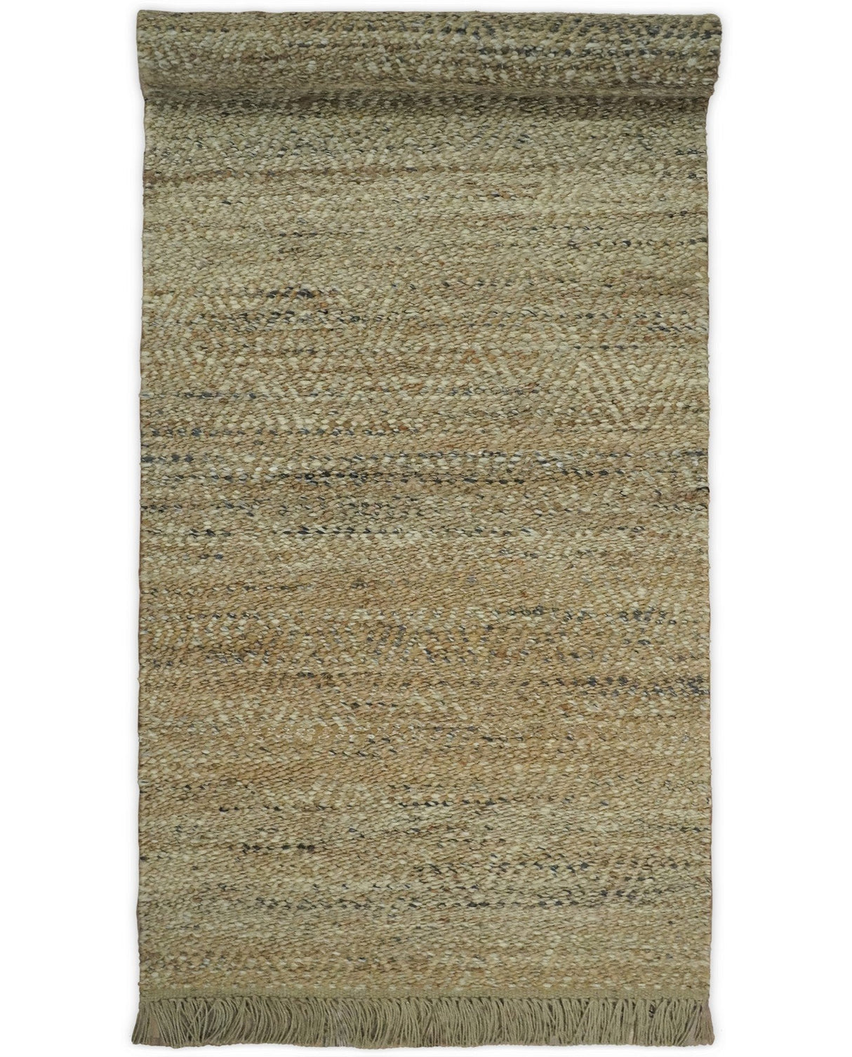 Hand Woven Brown Natural Jute and Wool Area Rug