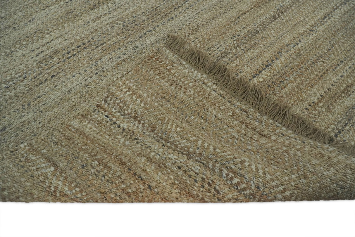 Hand Woven Brown Natural Jute and Wool Area Rug