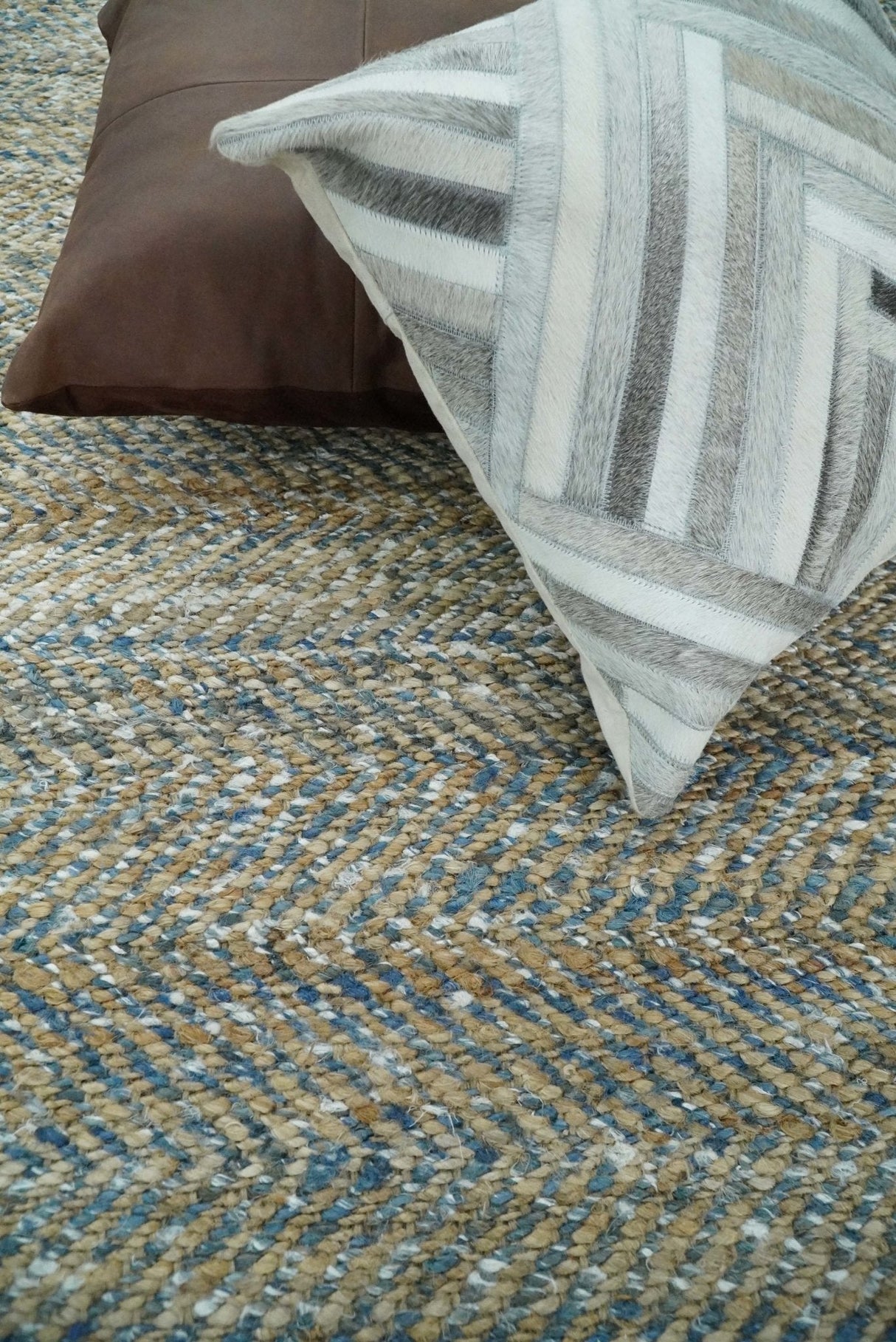 Hand Woven Natural Fiber Gray and Brown Jute and Art Silk Rug | JR9-Area Rug-Parc Decor