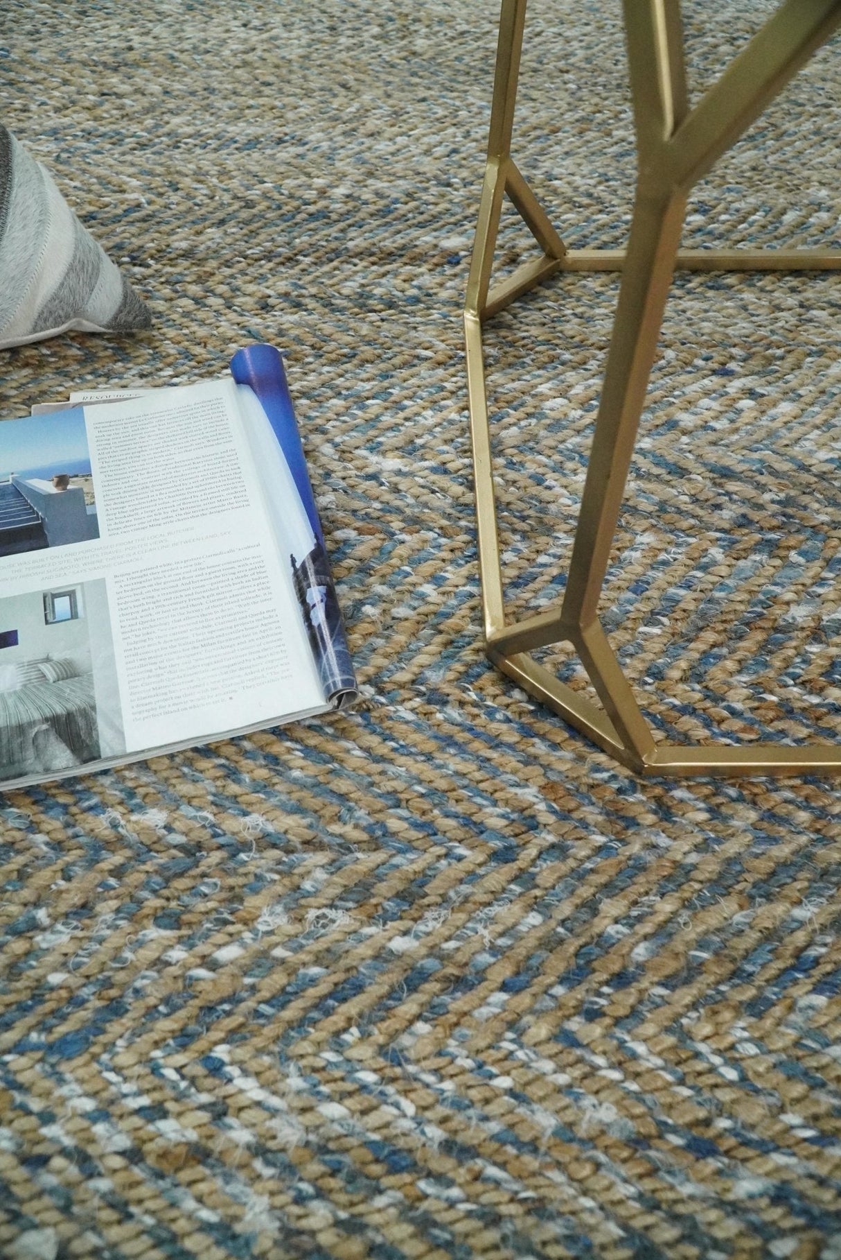 Hand Woven Natural Fiber Gray and Brown Jute and Art Silk Rug | JR9-Area Rug-Parc Decor