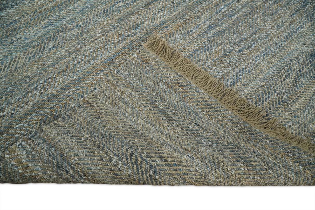 Hand Woven Natural Fiber Gray and Brown Jute and Art Silk Rug | JR9-Area Rug-Parc Decor