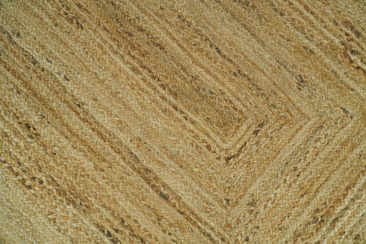 Hand Woven Natural Fiber White and Brown Natural Jute Rug