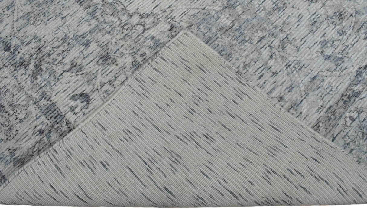 Hand Woven Wool and Art Silk Transitional Silver and Gray Rug-Area Rug-Parc Decor