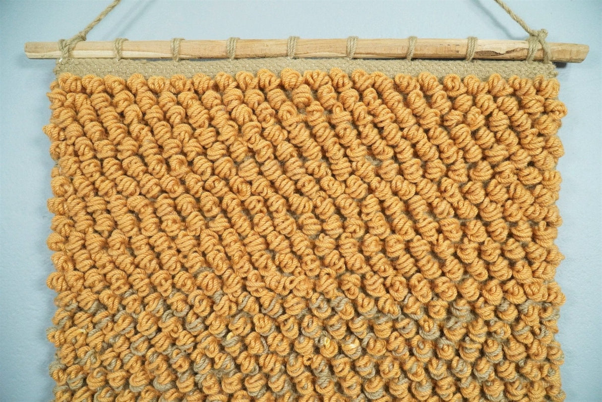 Hand Woven Wool Tapestry Gold and Camel Bohemian Modern Wall Hanging-Wall Hanging-Parc Decor