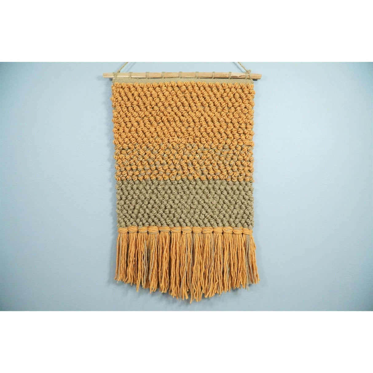 Hand Woven Wool Tapestry Gold and Camel Bohemian Modern Wall Hanging-Wall Hanging-Parc Decor