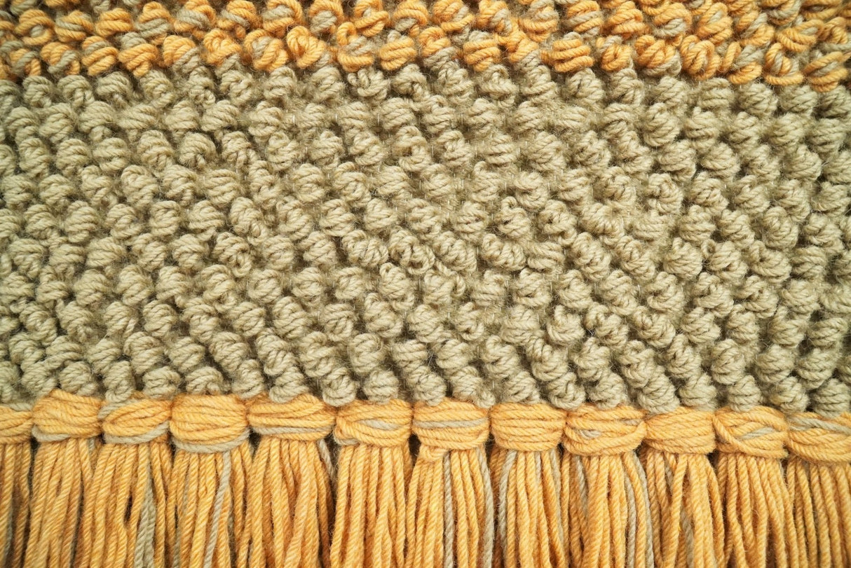 Hand Woven Wool Tapestry Gold and Camel Bohemian Modern Wall Hanging | WH10