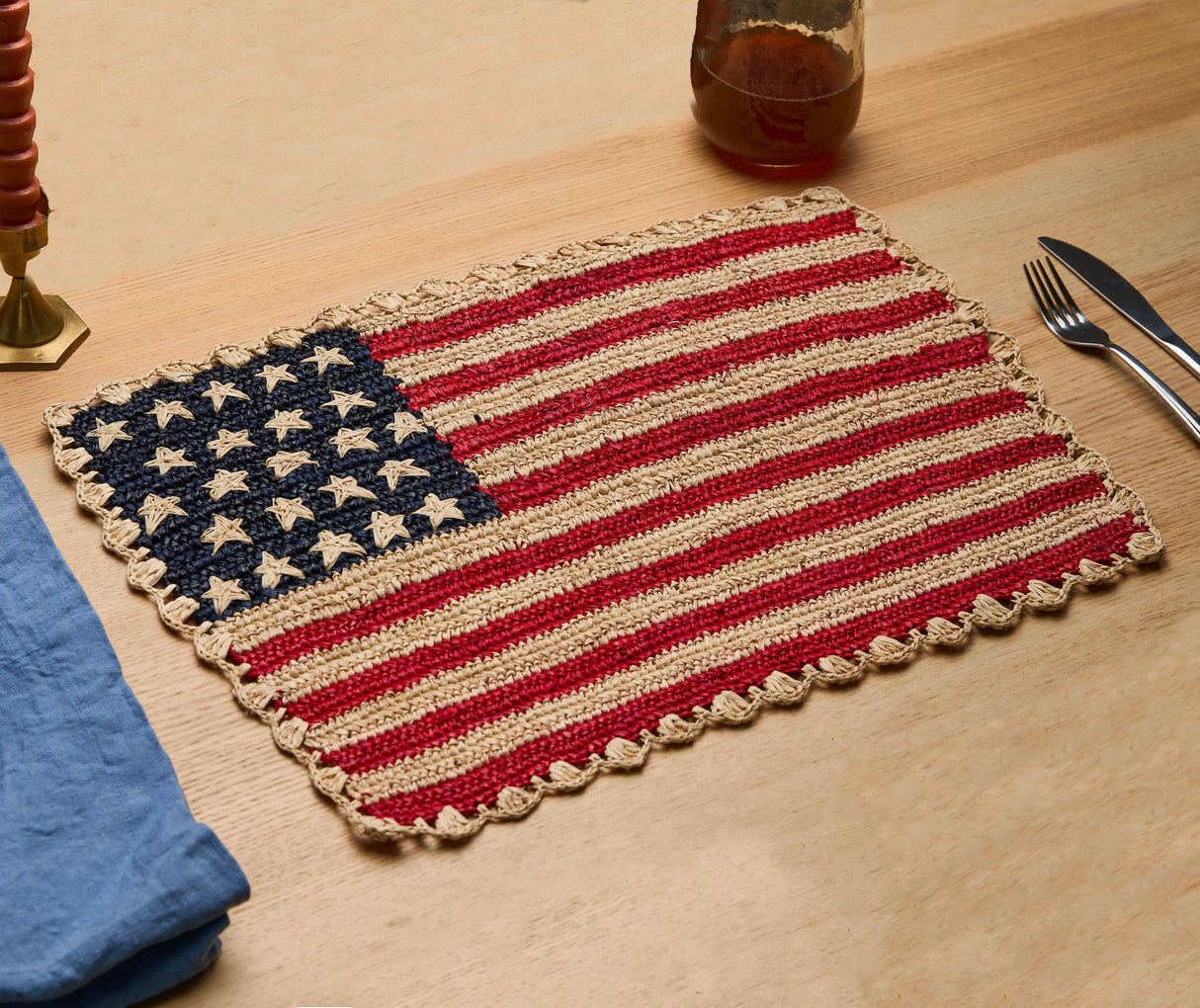 Handcrafted Scalloped Americana Placemats-American Flag Design - Payton James X Tuckernuck-tabletop-Parc Decor