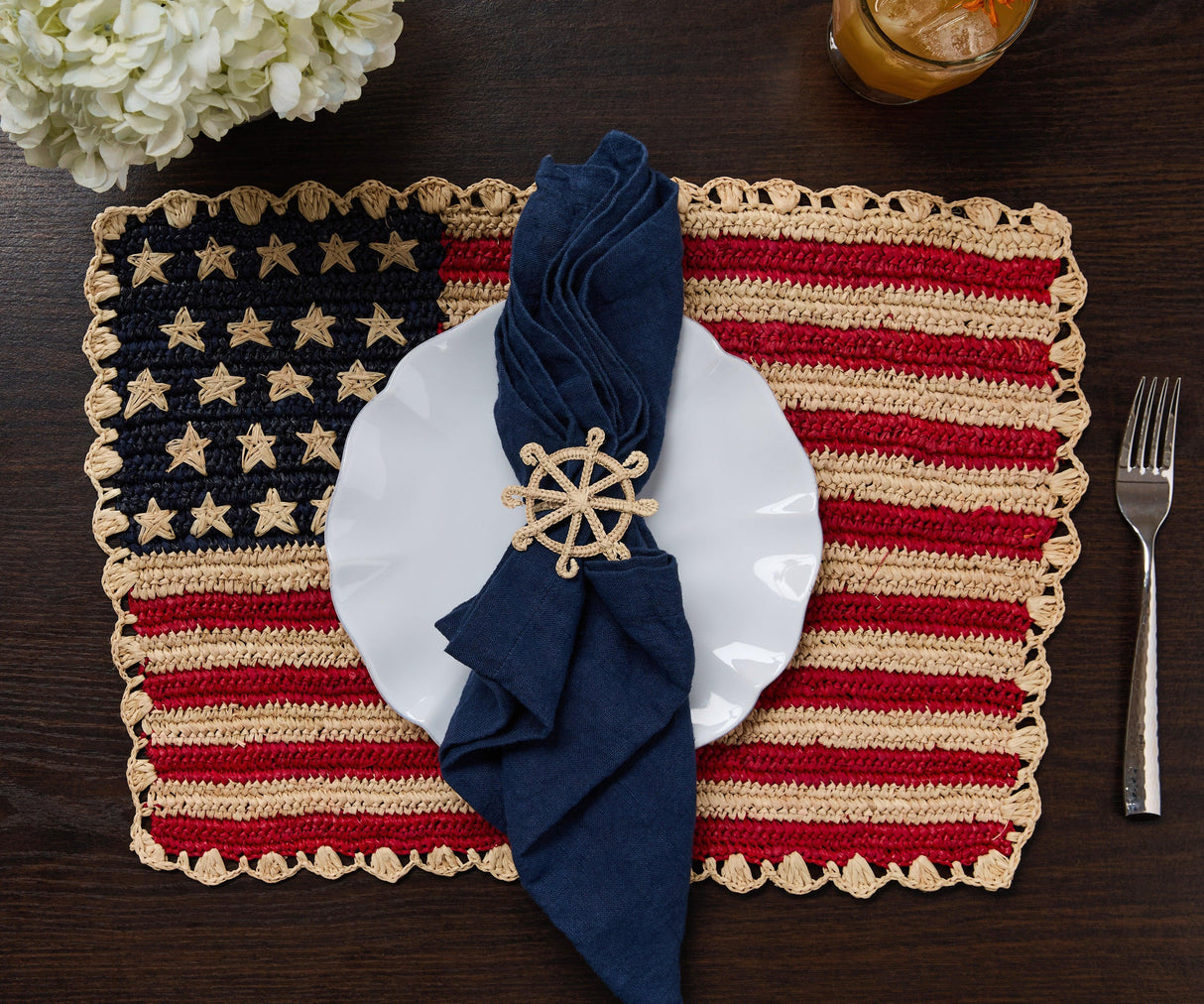 Handcrafted Scalloped Americana Placemats-American Flag Design - Payton James X Tuckernuck-tabletop-Parc Decor
