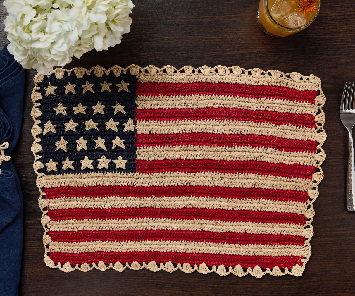 Handcrafted Scalloped Americana Placemats-American Flag Design - Payton James X Tuckernuck-tabletop-Parc Decor