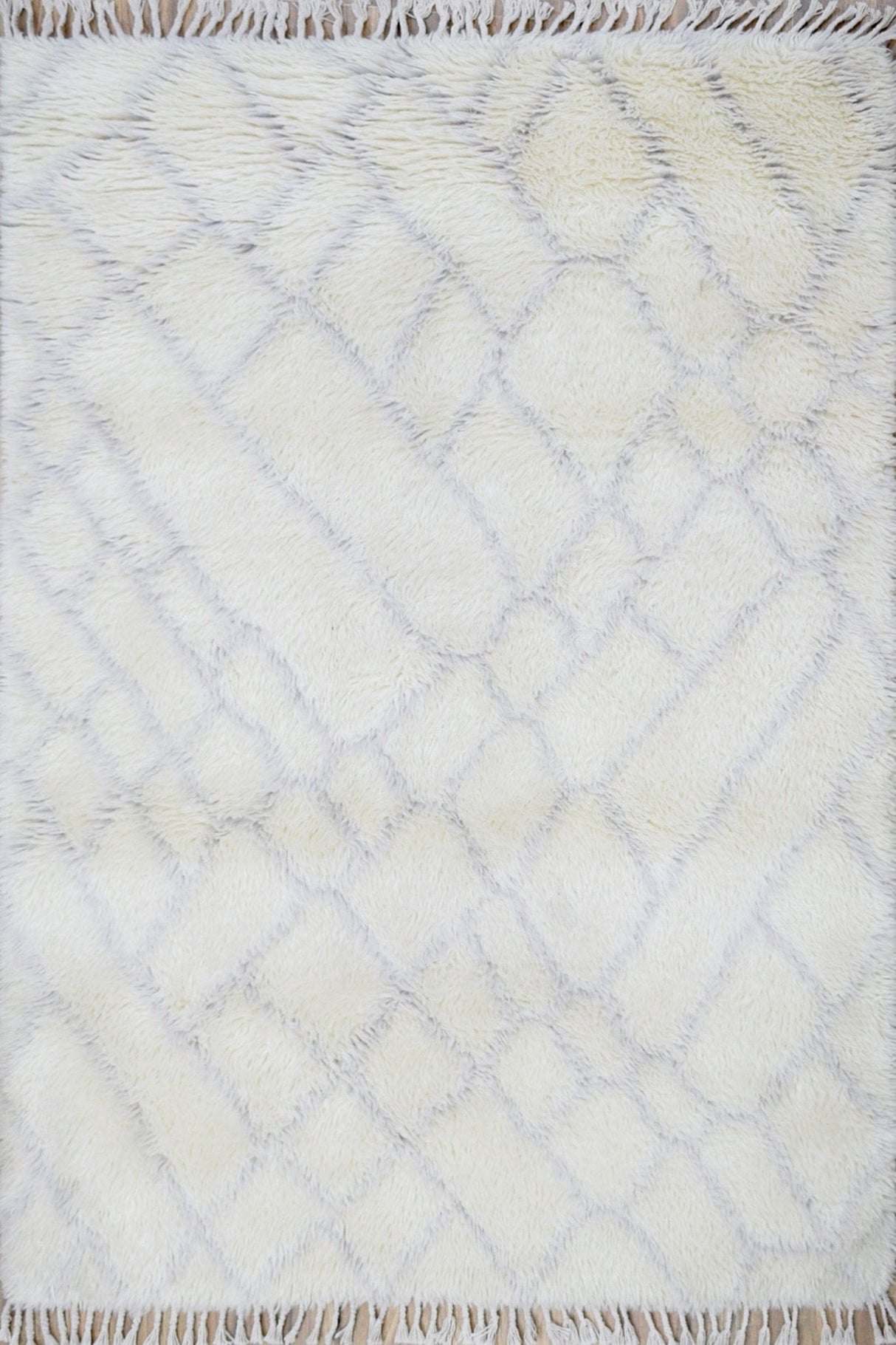 Handmade 4x6 Ivory Moroccan Design Wool Area Rug