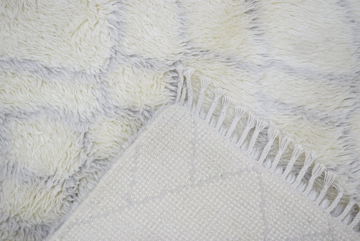 Handmade 4x6 Ivory Moroccan Design Wool Area Rug
