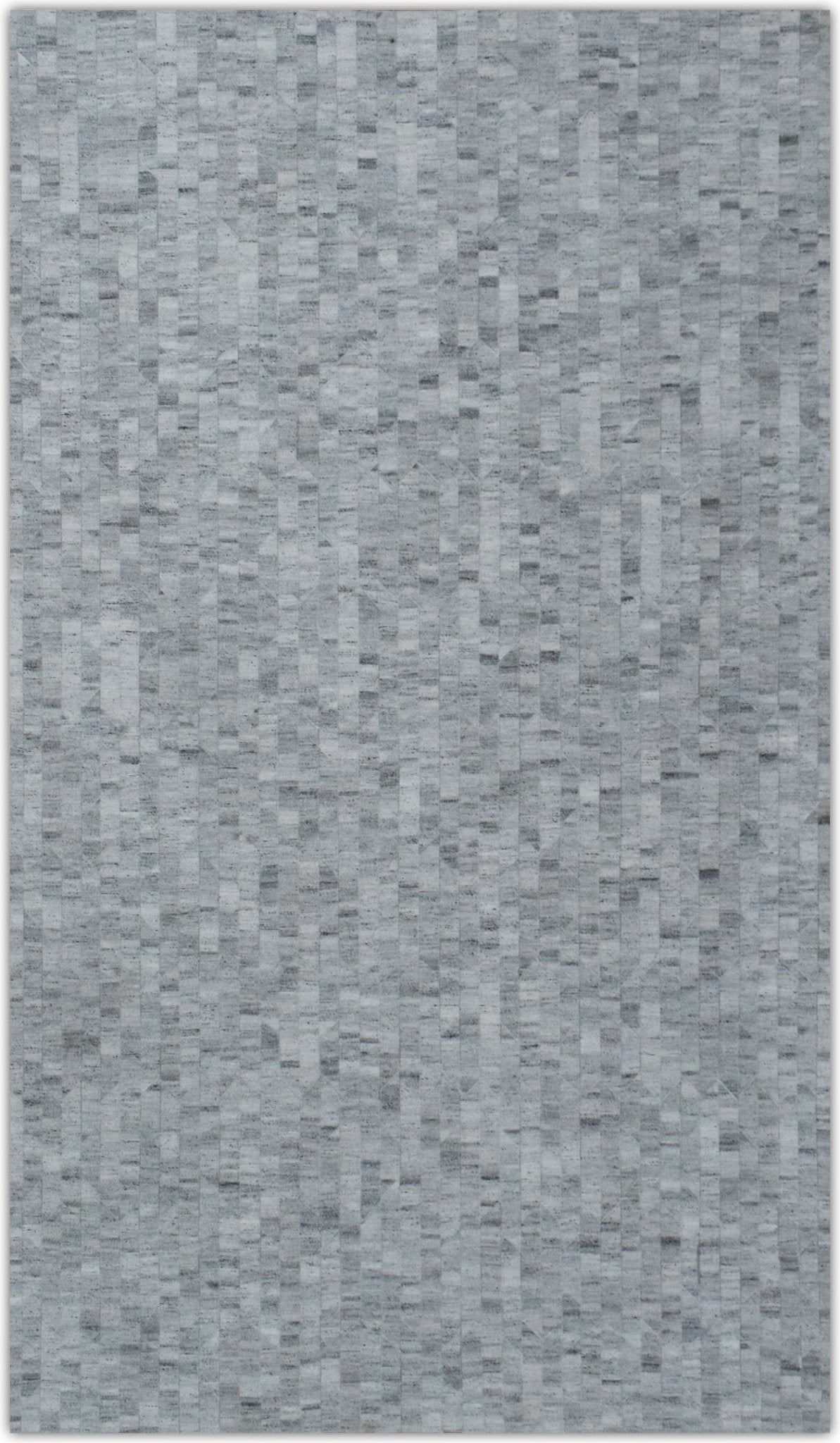 Handmade 5x8 Modern Style Genuine Leather Gray and Silver Area Rug