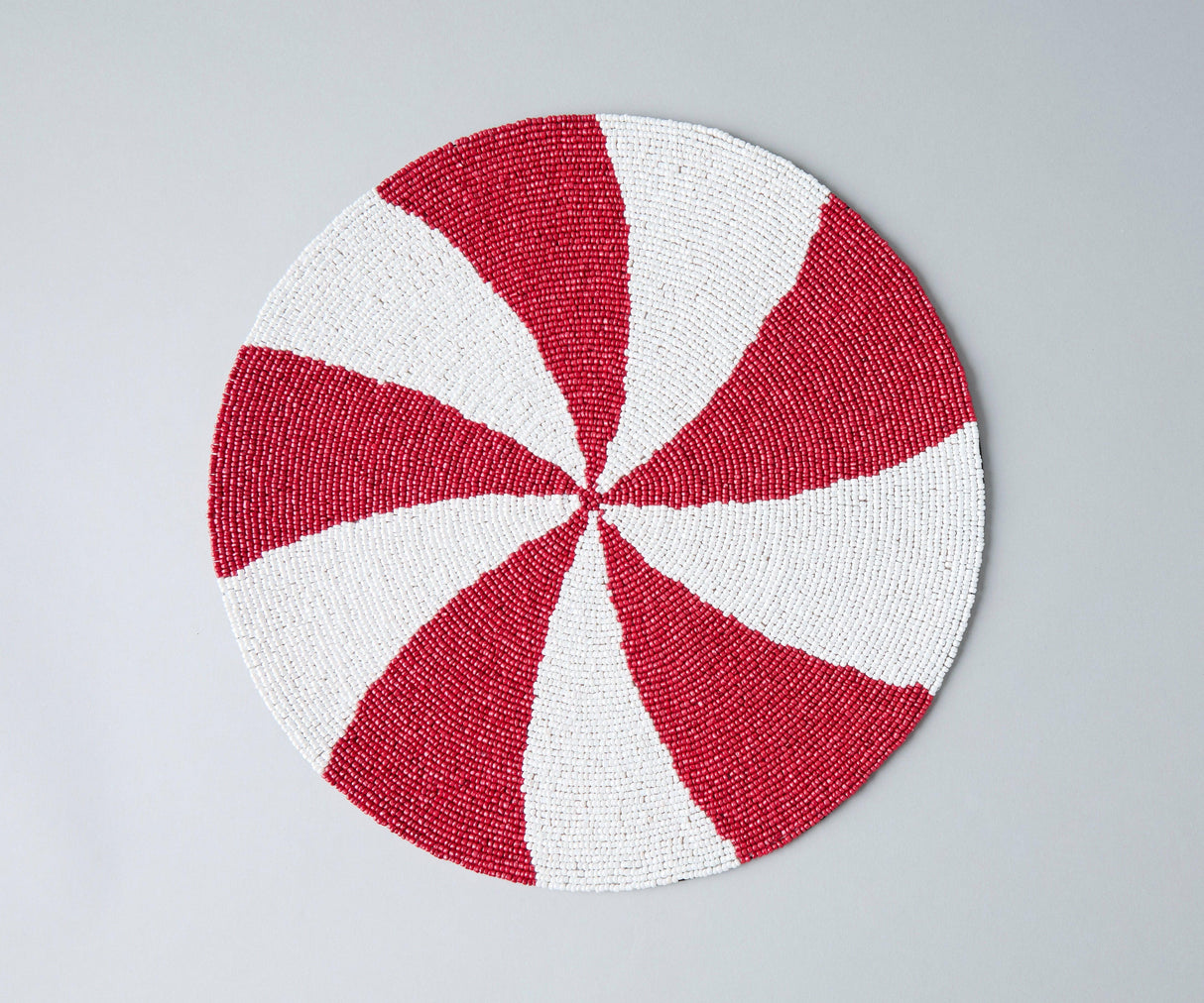 Handmade Beaded Candy Cane Placemat – Christmas Placemats, Beaded Candy Cane Placemat & Runner – Christmas Table Decor by Payton James-table tops-Parc Decor