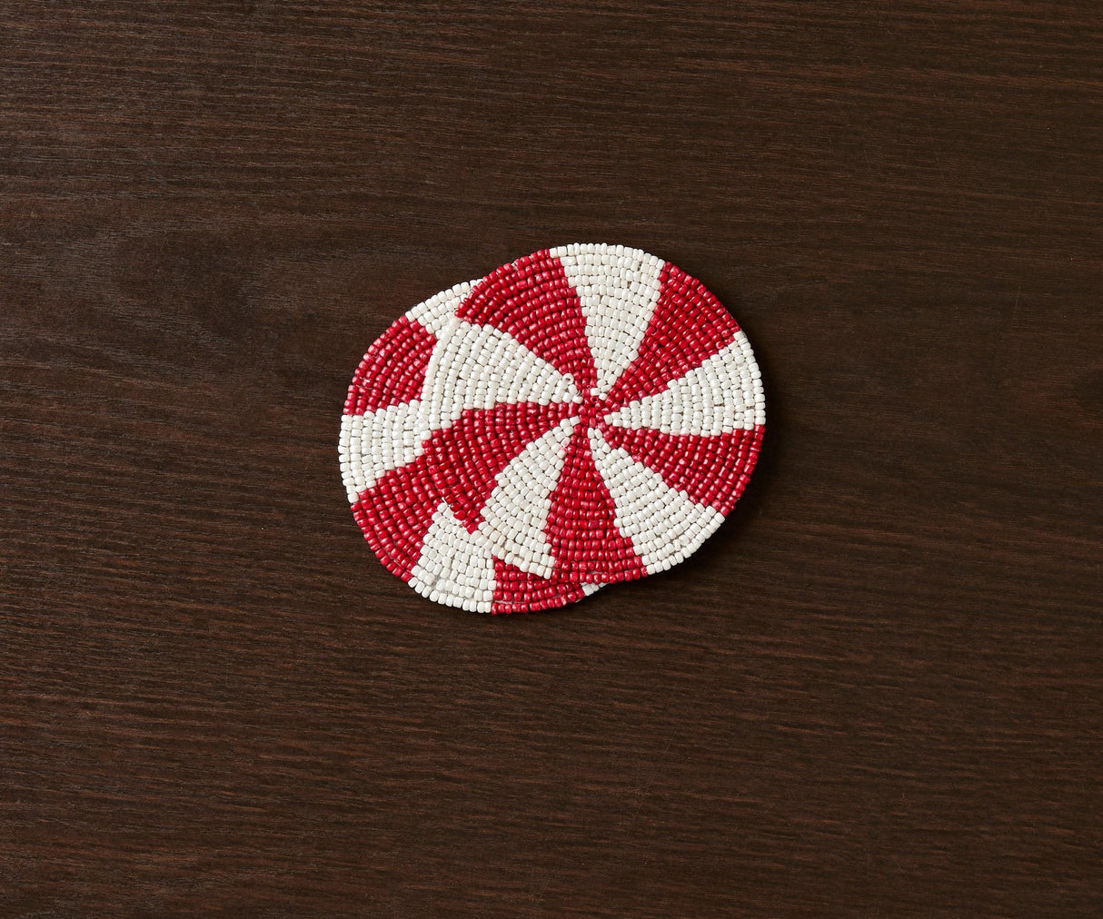 Handmade Beaded Christmas Coaster | Festive Red & White Decor by Payton James-table tops-Parc Decor