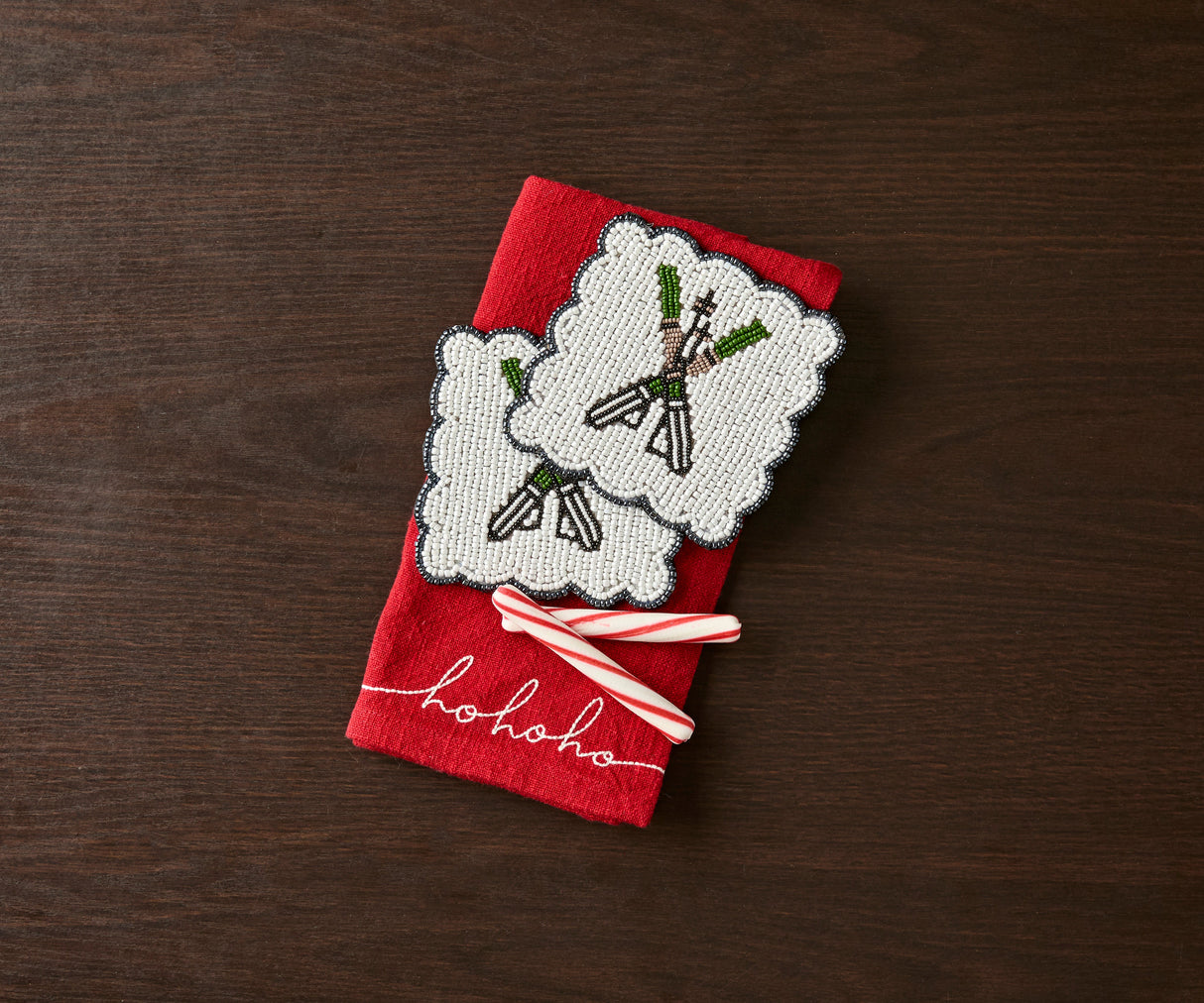 Handmade Beaded Holiday Coaster – Christmas Table Decor by Payton James-Coasters-Parc Decor