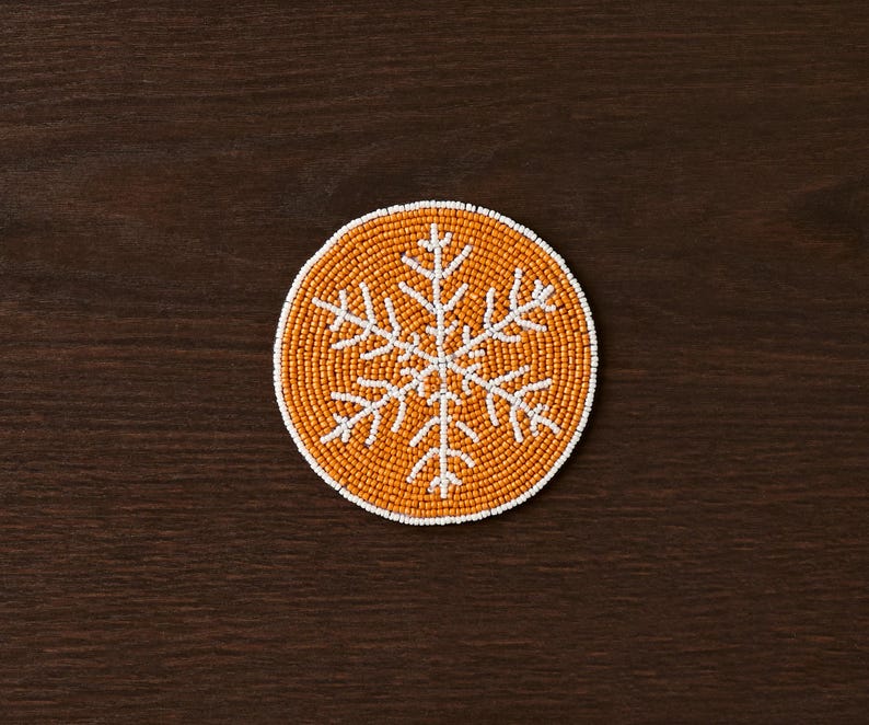 Handmade Beaded Holiday Coaster – Christmas Table Decor by Payton James-Coasters-Parc Decor