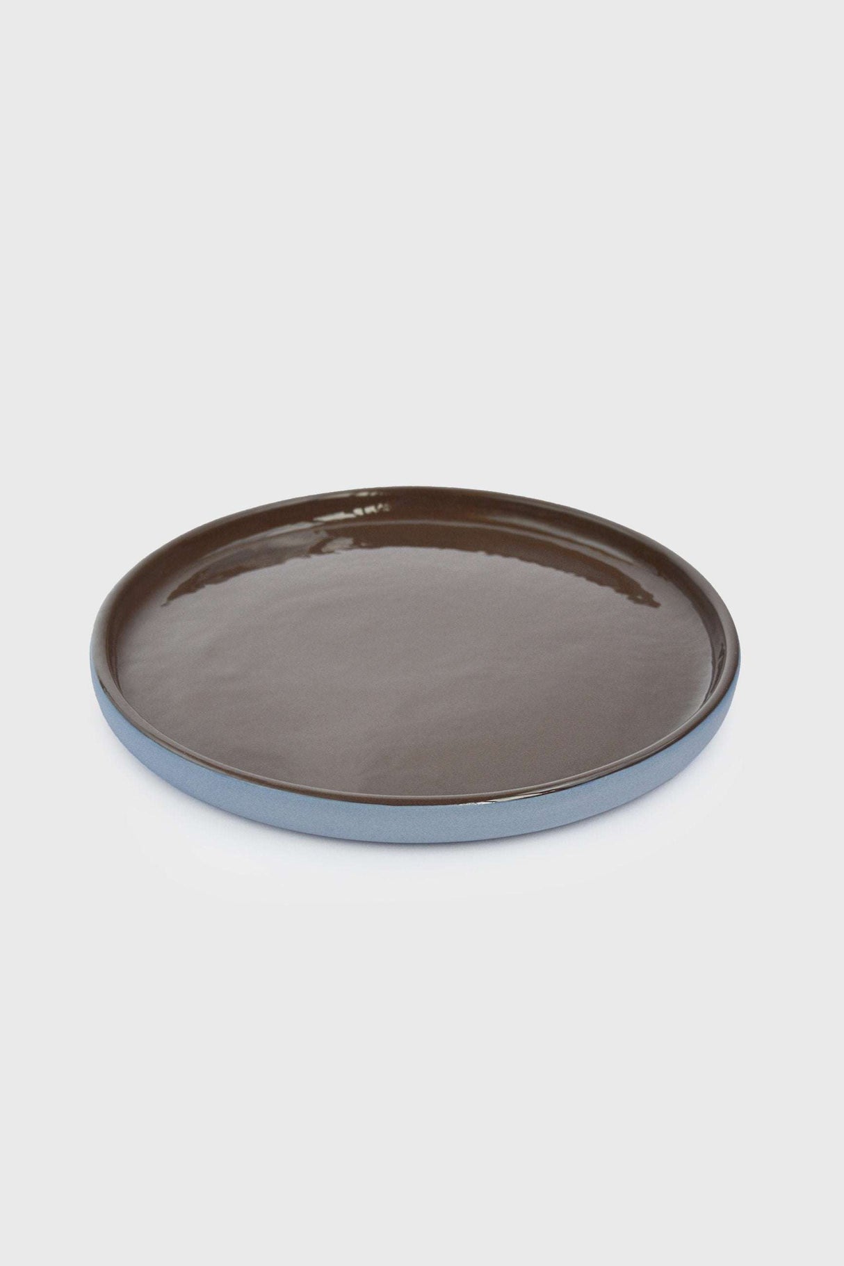 Handmade Blue Porcelain Dinner Plates. Forget-me-not/Chocolate