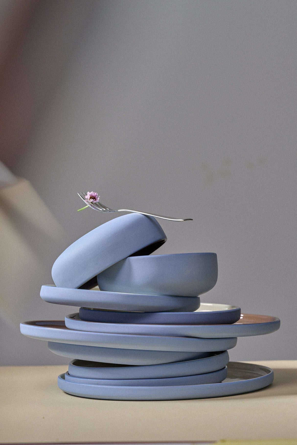 Handmade Blue Porcelain Dinner Plates. Forget-me-not/Chocolate-Parc Decor