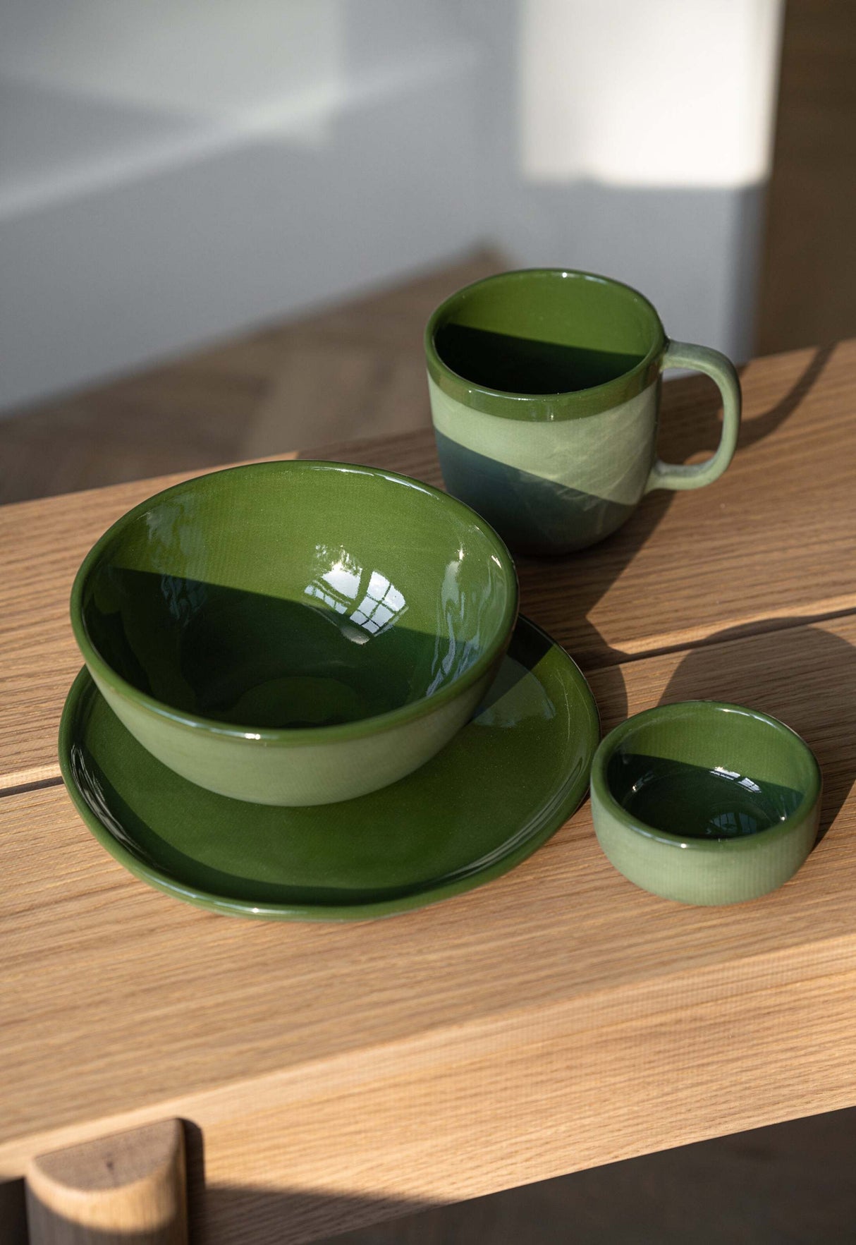 Handmade Porcelain Sauce Bowl. Green