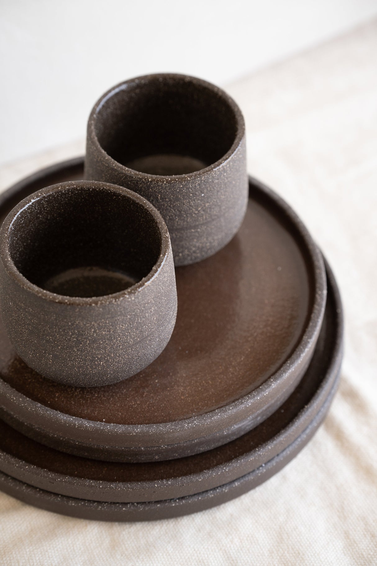 Handmade Stoneware Dinner Plates "Pumpernickel"