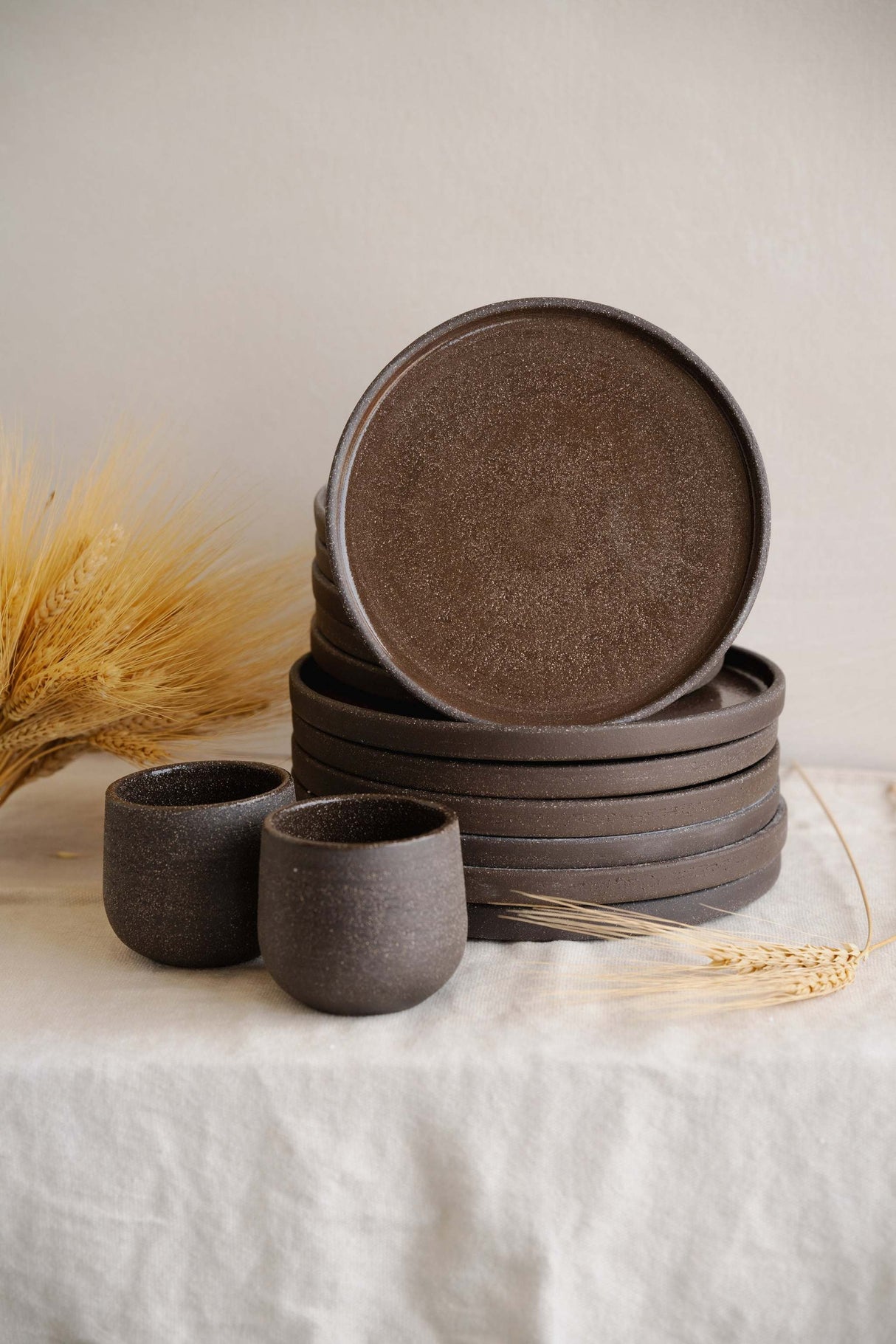 Handmade Stoneware Dinner Plates "Pumpernickel"-Parc Decor
