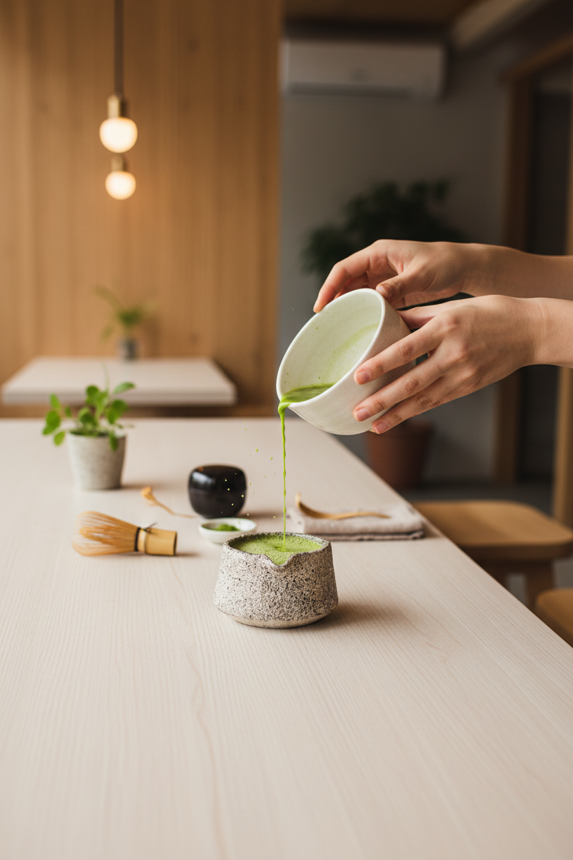 Handmade Stoneware Matcha Bowl - Oats Collection