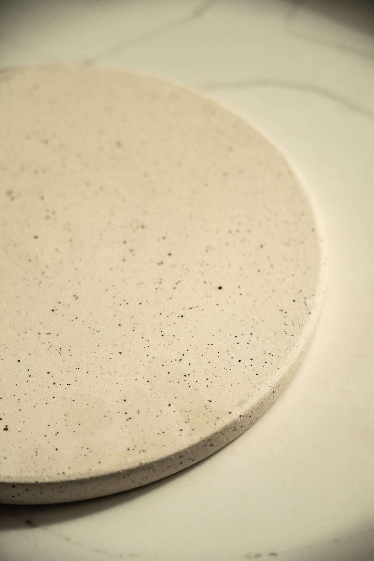 Handmade Stoneware Pottery Plate — White with Speckles