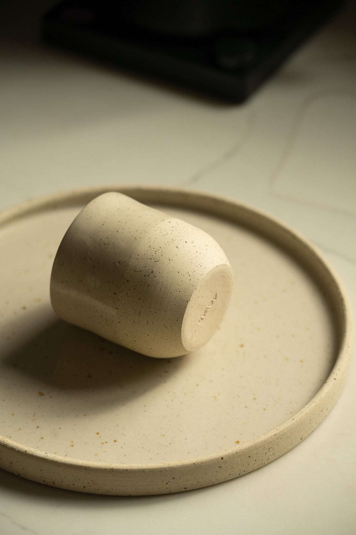 Handmade Stoneware Pottery Plate — White with Speckles