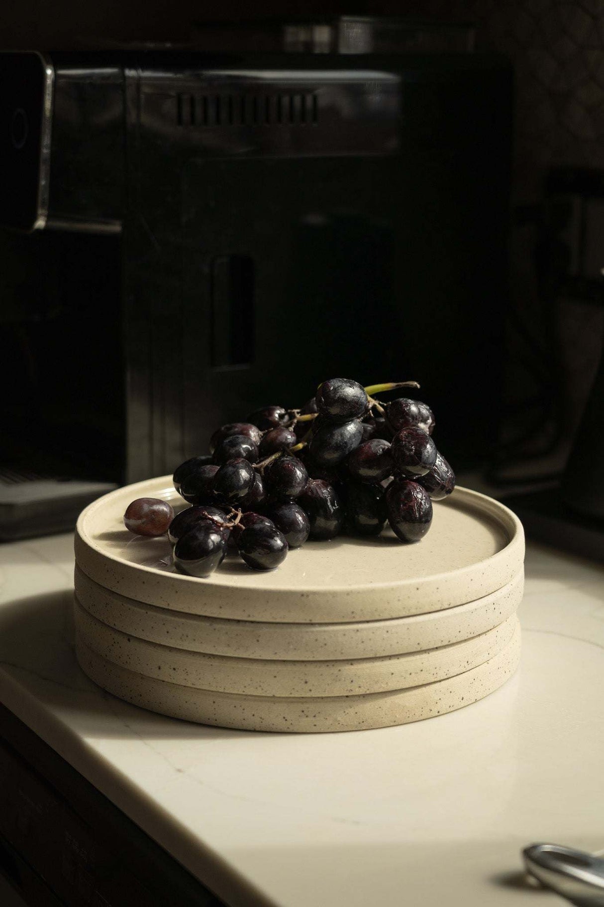 Handmade Stoneware Pottery Plate — White with Speckles