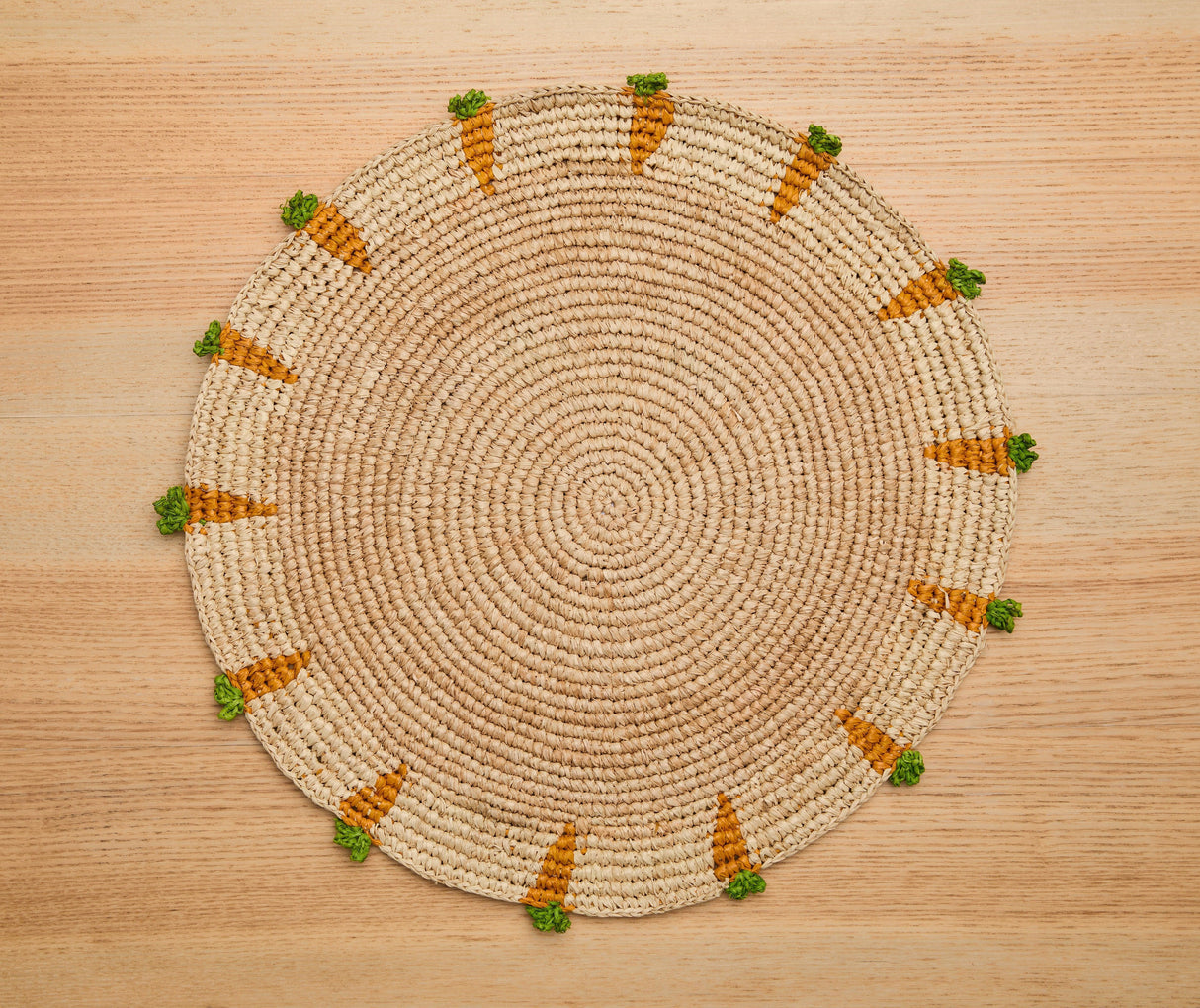 Handwoven Carrot Round Raffia Placemat – Artisan Table Décor-table tops-Parc Decor