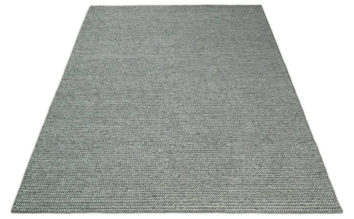 Handwoven Modern Solid Gray Wool Area Rug