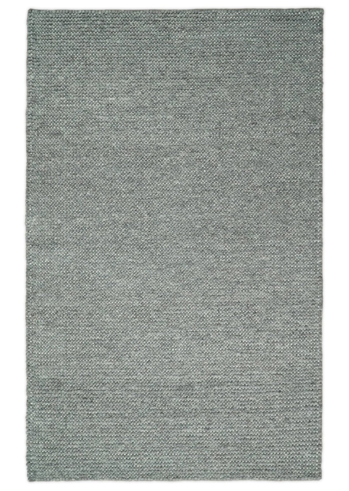 Handwoven Modern Solid Gray Wool Area Rug