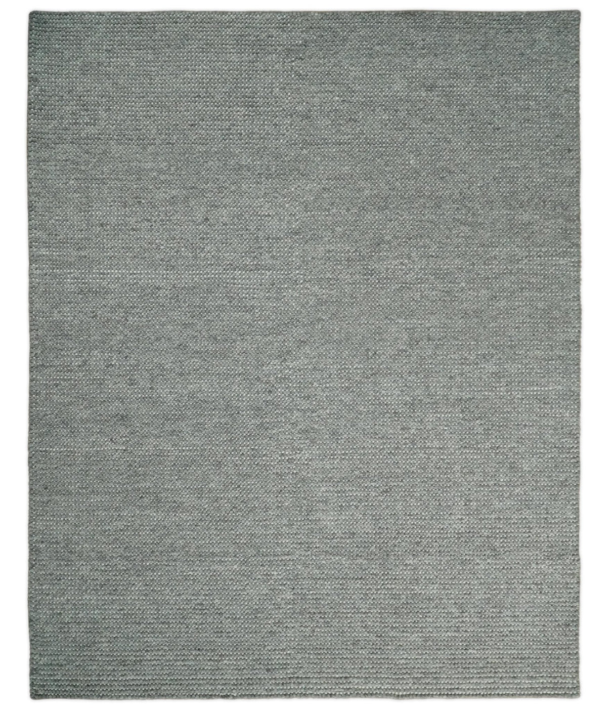 Handwoven Modern Solid Gray Wool Area Rug